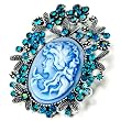 December Birthstone Flower Blue Beauty Cameo Brooches And Pins Vintage