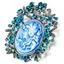 December Birthstone Flower Blue Beauty Cameo Brooches And Pins Vintage