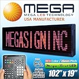 UL Listed Single Red Color LED Sign - Programmable Animated Message Display Board for Outdoor 26mm Pitch, 102