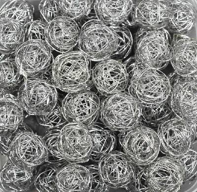 Drahtbälle, Drahtkugeln. Ca 30 mm. 10 Stück. Farbe:SILBER