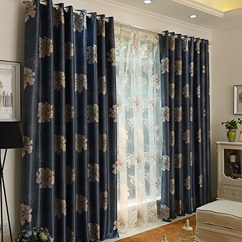 Droyee Popular Polyester 2-piece Window Curtain,Window Drape,Window Treatment,Wrinkle Free(2 Panels,Popular Nature Beautiful Flowers,60*84Inch)