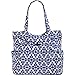 Vera Bradley Women's Cotton Pleated Tote Bag, Cobalt Tile, One Size