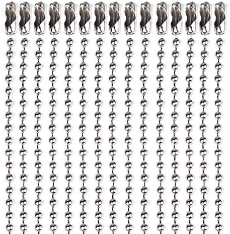 Nickel Plated Ball Chain Necklace, KinHom 24 Inches Long 2.4mm Bead Size # 3 Adjustable Antiqued Metal Bead Steel Chain Matching Connectors Jewelry Findings (50 PACK)