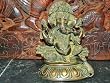 Hindu God Ganesh-sitting Ganesha on Lotus Base in Brass From India 9 Inches