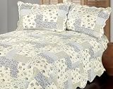 Blue Cherry Blossom Cotton Quilt Set King