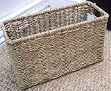 Sea Grass storage basket slim Retangular Small magazine rack wine