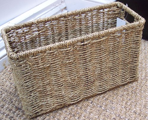 Sea Grass storage basket slim Retangular Small magazine rack wine
