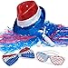 4th of July Set, Patriotic Sequin Blinking Hat, 4th of July Shutter Shade Glasses, Patriotic Bow Tie, Patriotic Color Pom Poms