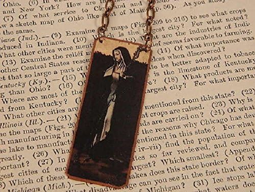 Saint Gertrude necklace Saint jewelry Mixed Media Jewelry Saint of Cats