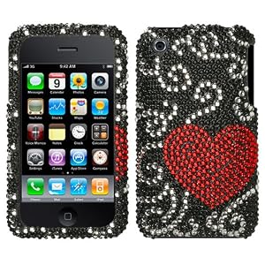 iPhone 3G / 3GS Bling Crystal Diamond Curve Heart Design Protector Case