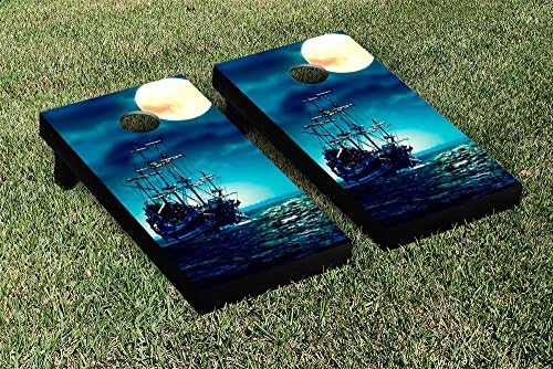 Pirate Ship Moon Cornhole Tailgate Toss, 24x48, Wood