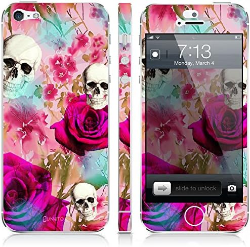 UnnitoTM iPhone 5 / 5S Skin [Full Body] *90 Day Warranty* Protective Vinyl Decal Cover [Custom] Wrap Sticker (Waterflower Skulls)