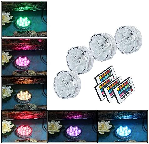 (4pack) HallomallTM Multicolor Submersible LED Lights, Underwater Pond Lighting/ Fountain Lighting, LED Accent Lights with Ir Remote Control for Wedding /Centerpiece /Halloween/ Party/ Christmas/ Stage Decors