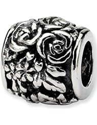Reflection Beads Silver Rose Bouquet Flower Bead