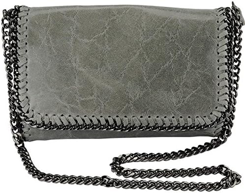 Italian Grey Clutch Genuine Leather W/removable Shoulder Strap Designed & Hand Made in Italy