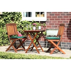 SQUARE WOODEN GARDEN TABLE FURNITURE SET INC 2 CHAIRS