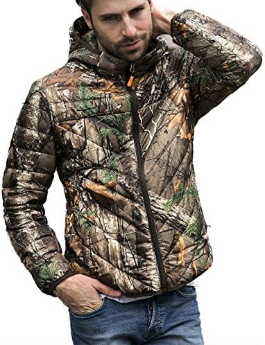Xanyi Men's Winter Outercoat Hooded Camo Quilt Down Jacket Coat XL