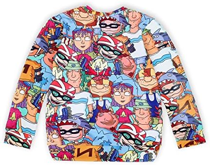 Unisex Cartoon Printed Shirt Crew Neck Long Sleeve Pullover Sweatshirt
