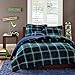 MI ZONE Cozy Comforter Set Cabin Lifestyle Plaid Design All Season Bedding Matching Shams, Decorative Pillow, Twin/Twin XL, Brody Blue 3 Piece, Green/Navy