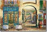 IMAGE OF Sidewalk Cafe by C. H. Ching - Village Street Glass Tile Wall Floor Mural 24