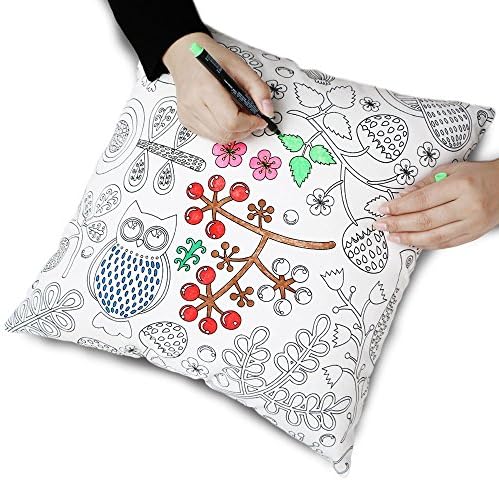 Zanza Cotton DIY Graffiti Pillow Case Coloring Decorative Cushion Cover Jungle Partern Square 18" 45cm*45cm