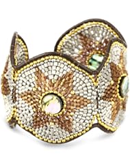 Miguel Ases Abalone and Leather Beaded Bracelet
