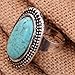 Yazilind Rimous Oval Turquoise Tibetan Silver Striking Simplicity Adjustable Ring