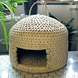 【納期約2週間】越後長岡・小国の名人「宮川誠一」作の「ねこつぐら」(大)猫の手作り藁の家