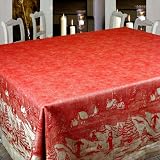 Jacquard Linen Cotton Tablecloth 70x80-inch and 6 Pieces Napkins Set