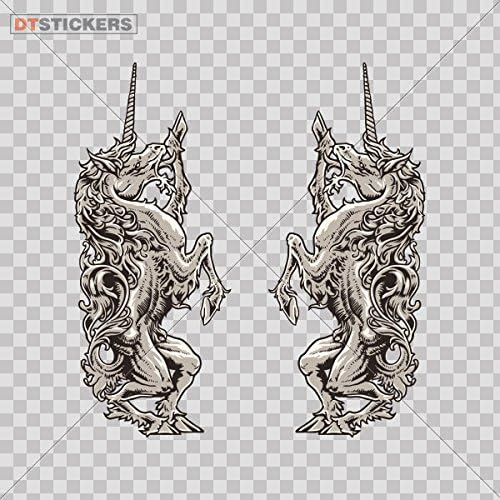 Decoration Vinyl Stickers Unicorn Heraldic Decoration vinyl sun classic symbol unicorn (10 X 4,2 Inches) Fully Waterproof Printed vinyl sticker