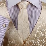 Khaki Paisley Mens Designer Tuxedo Vest Set Match Necktie Cufflinks Bowtie Hanky Set for Suit Vs1016