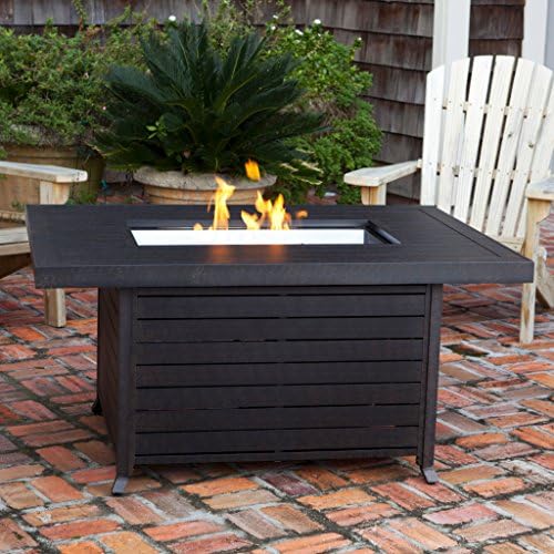 Fire Sense Extruded Aluminum Rectangular LPG Fire Pit, 40,000 BTUs, Stainless Steel Burner