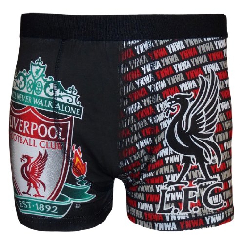 Liverpool FC Official Gift Mens Crest Boxer Shorts YNWA Black Grey Small
