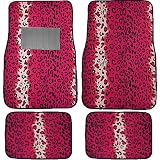 A Set of 4 Universal Fit Animal Print Carpet Floor Mats for Cars Truck - HOT Pink... 