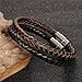JOEYOUNG Fashion Jewelry Wide Braided Leather Bracelet Bangle for Men and Women Black Fabric Leather Wristband Bangle with Stainless Steel Magnetic Box Clasp PH956 (Black)