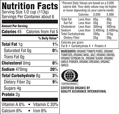 Wild Oats Organic Tomato Basil Pasta Sauce 25 Oz (Pack of 2)