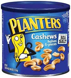 Planters Cashew Halves and Pieces made with Pure Sea Salt, 46-Ounce Tins (Pack of 2)