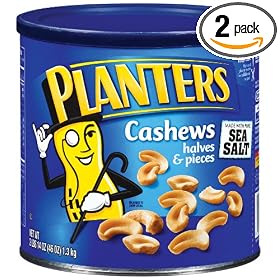 Planters Cashew Halves and Pieces made with Pure Sea Salt, 46-Ounce Tins (Pack of 2)