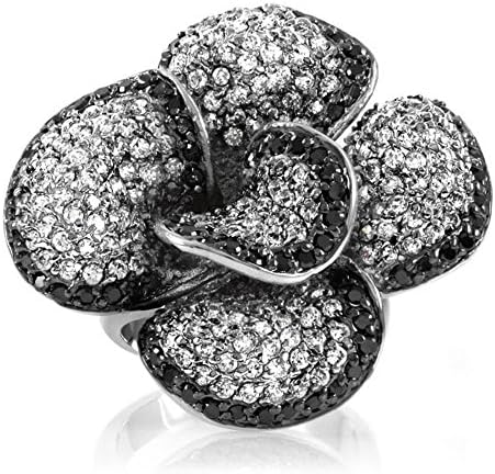 Contessa's Two-Tone Flower CZ Cocktail Ring - Size 5