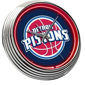 Blue Detroit Piston Neon Clock