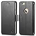 SHIELDON Genuine Leather iPhone 6 Flip Magnetic Wallet Case with Credit Card Holder Slots Protective Cover Compatible with iPhone 6/6S (4.7 inch) - Black