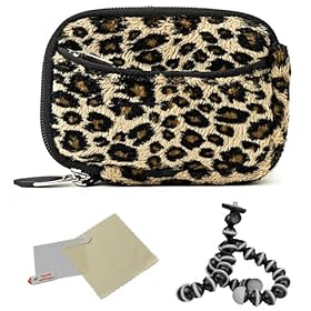 BROWN Leopard Animal Design Water Resistant Protective and Durable Carrying Sleeve Case For Canon Compact Digital Camera Fits: IXUS 90 IS ELPH SD790 IS IXY 95 IS ( PC1261 ) / 970 IS ELPH SD890 IS IXY 820 IS ( PC1266 ) / 870 IS ELPH SD880 IS IXY 920 IS ( PC1308 ) / 980 IS ELPH SD990 IS IXY 3000 IS (