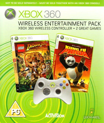 Xbox 360 Wireless Entertainment Pack (includes Xbox 360 Wireless Controller and Two Xbox 360 Games: Lego Indiana Jones, Kung Fu Panda) - Xbox 360 Console Sold Separately
