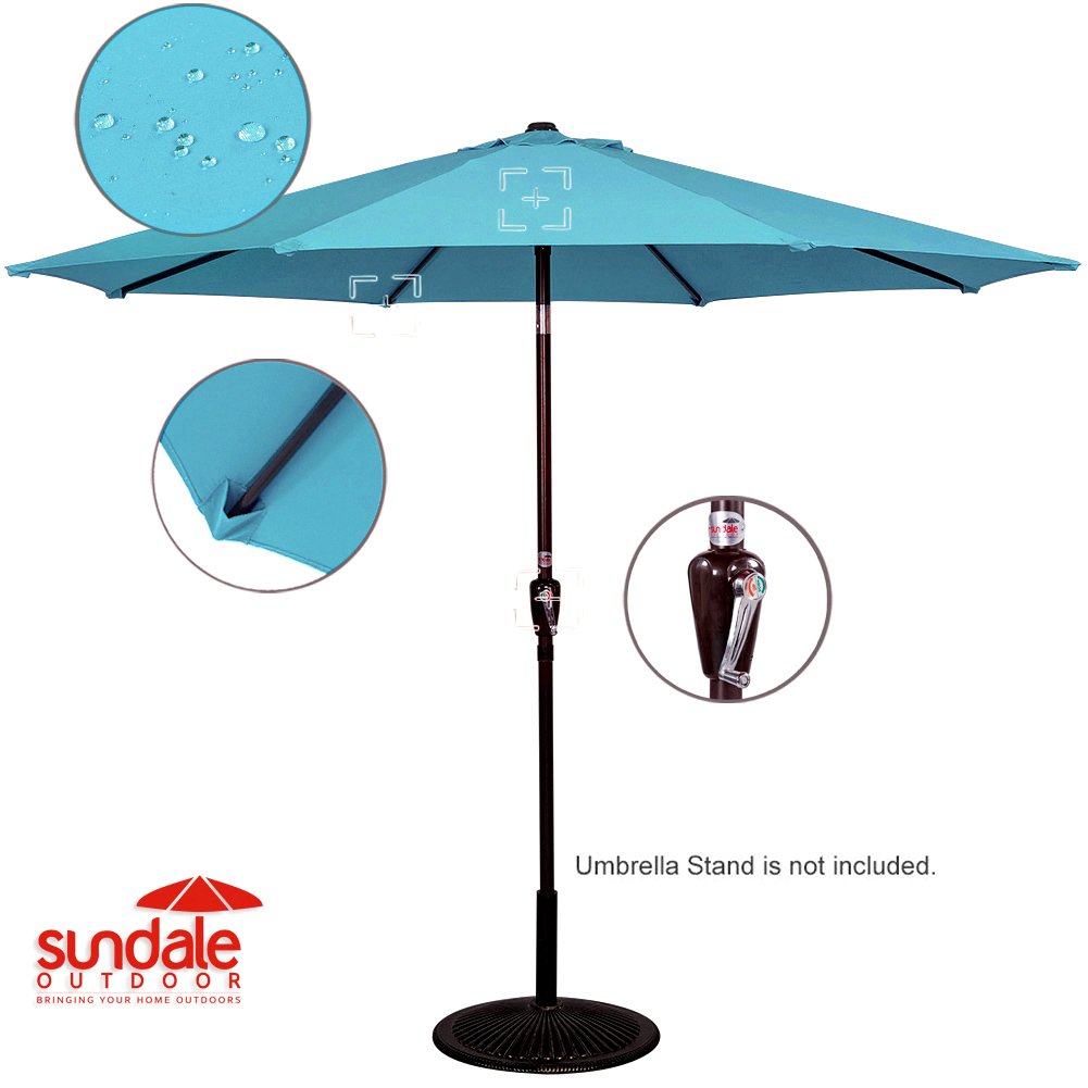 Sundale Outdoor 10 Feet Outdoor Aluminum Patio Umbrella with Auto Tilt and Crank, 8 Alu. Ribs