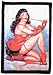 Bettie Page - Red Devil Pose in Fishnets - Printed Sew On Patch (Betty Page)