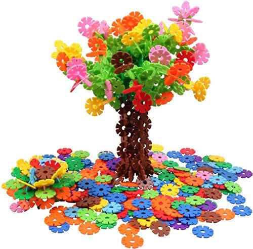 SINOFISH Brain Flakes 600 Piece Interlocking Plastic Disc Set Snowflakes Connect Thick - Foster Children's Creativity, Imagination, Color Recognition and Teamwork