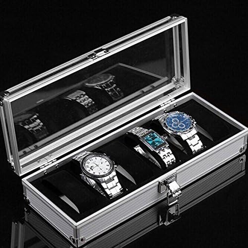 CYNDIE New Aluminum Box 6 Grid Slots Watch Jewelry Display Storage Organizer Silver LS