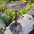 Oakland Living 5065AP Antique Pewter Sunflower Design Aluminum Birdbath