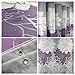 Gray Background and Flowers Pattern, Waterproof Washable Printed Polyester Fabric Shower Curtain for Bathroom (72inch78inch, Purple)