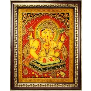 Hand Painted Scripture Ganesh Painting Frame
